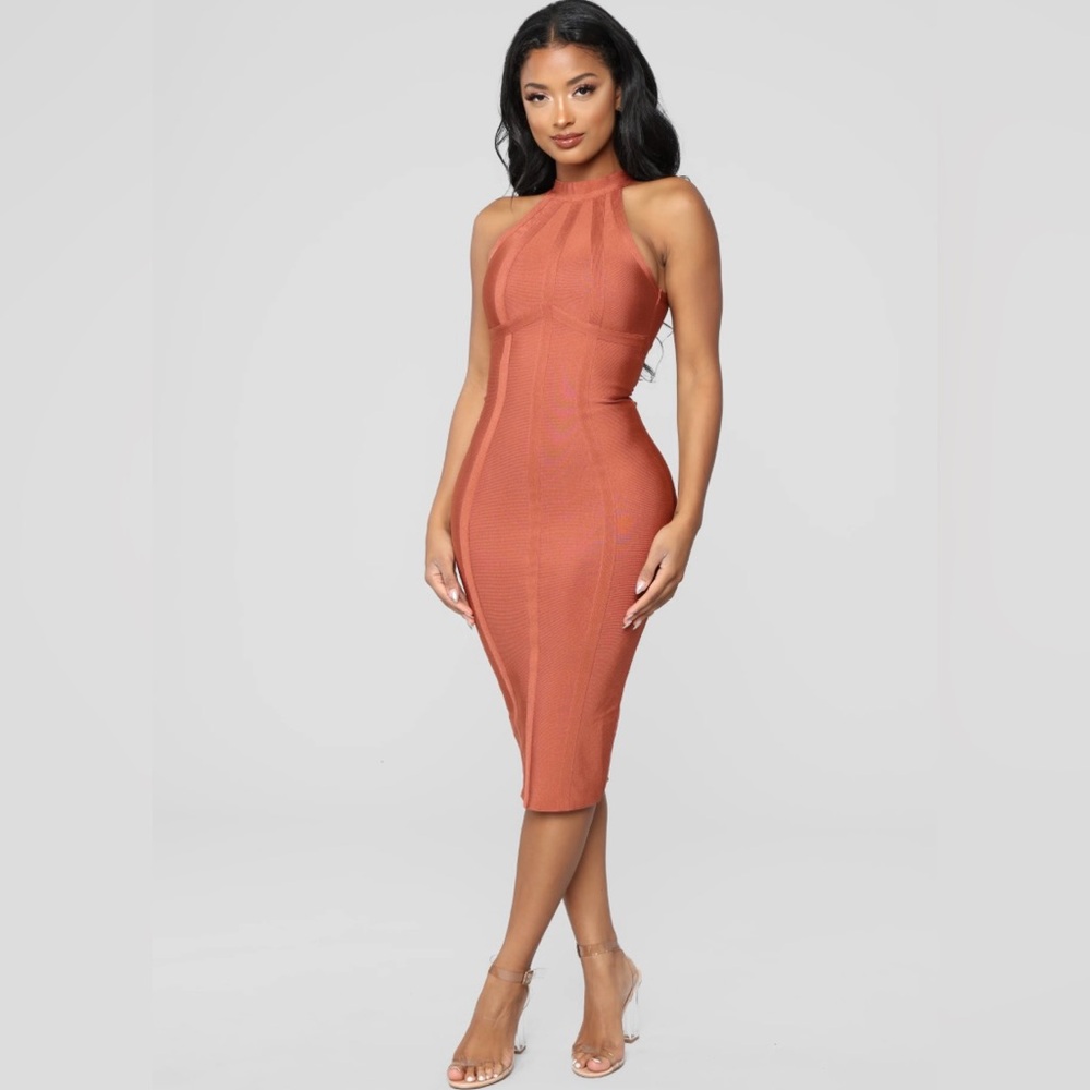 Kamila Bandage Midi Dress - Brick